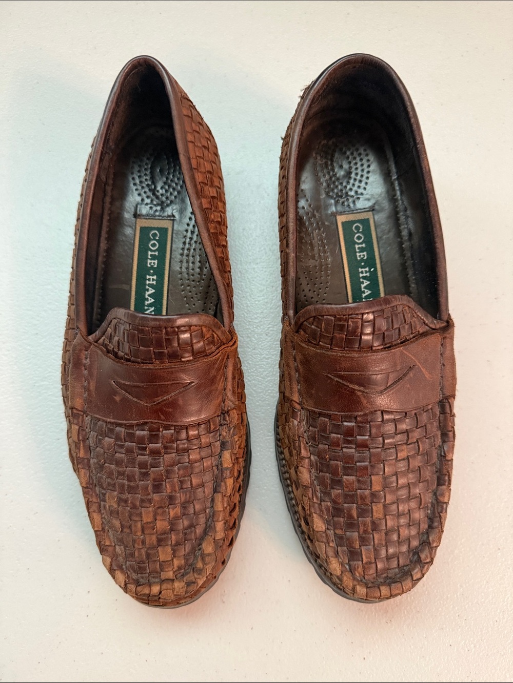 Cole Haan Women’s Brown Woven Leather Slip-On Loafers size 8.5
